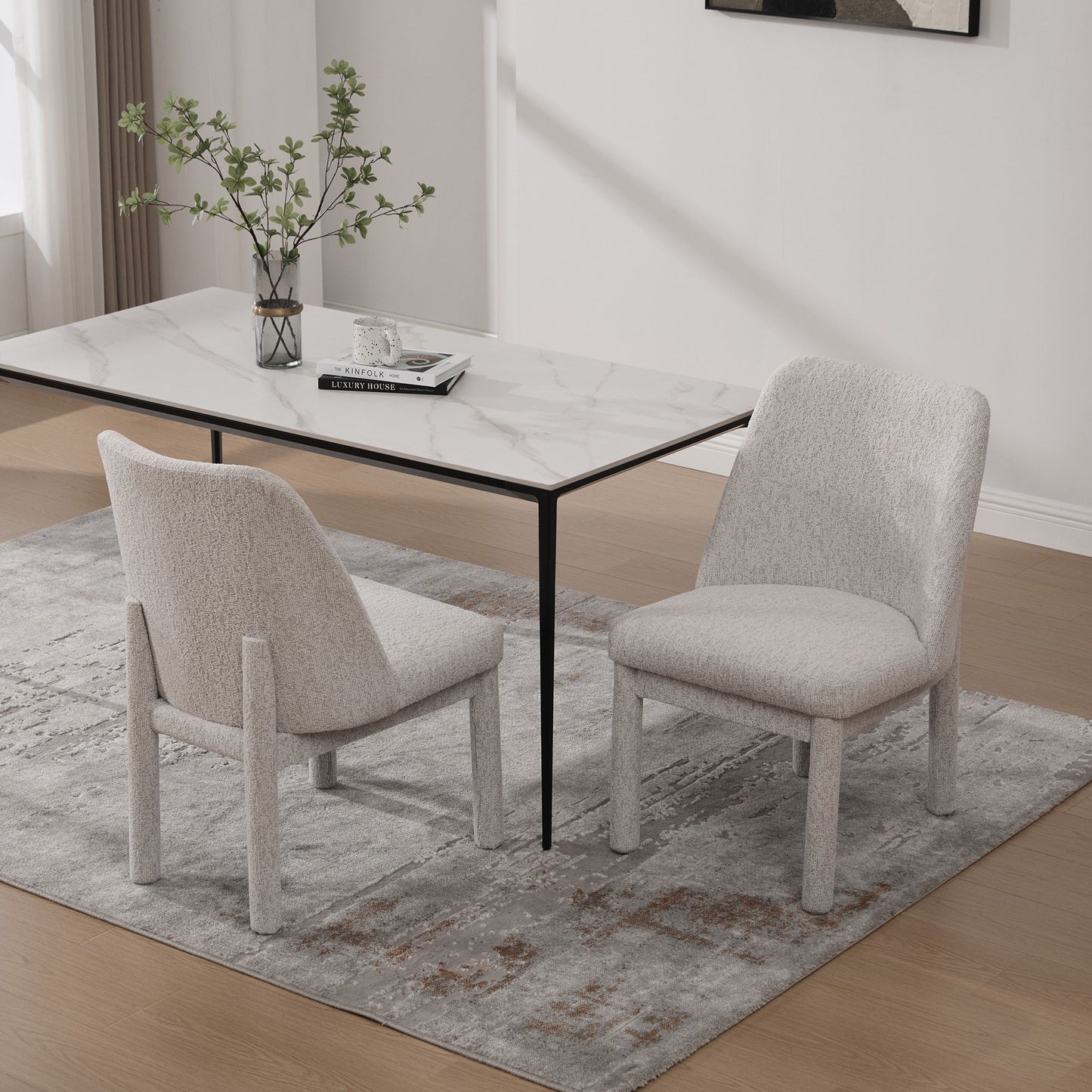 Wide Minimalist Dining Chair (Set of 2)