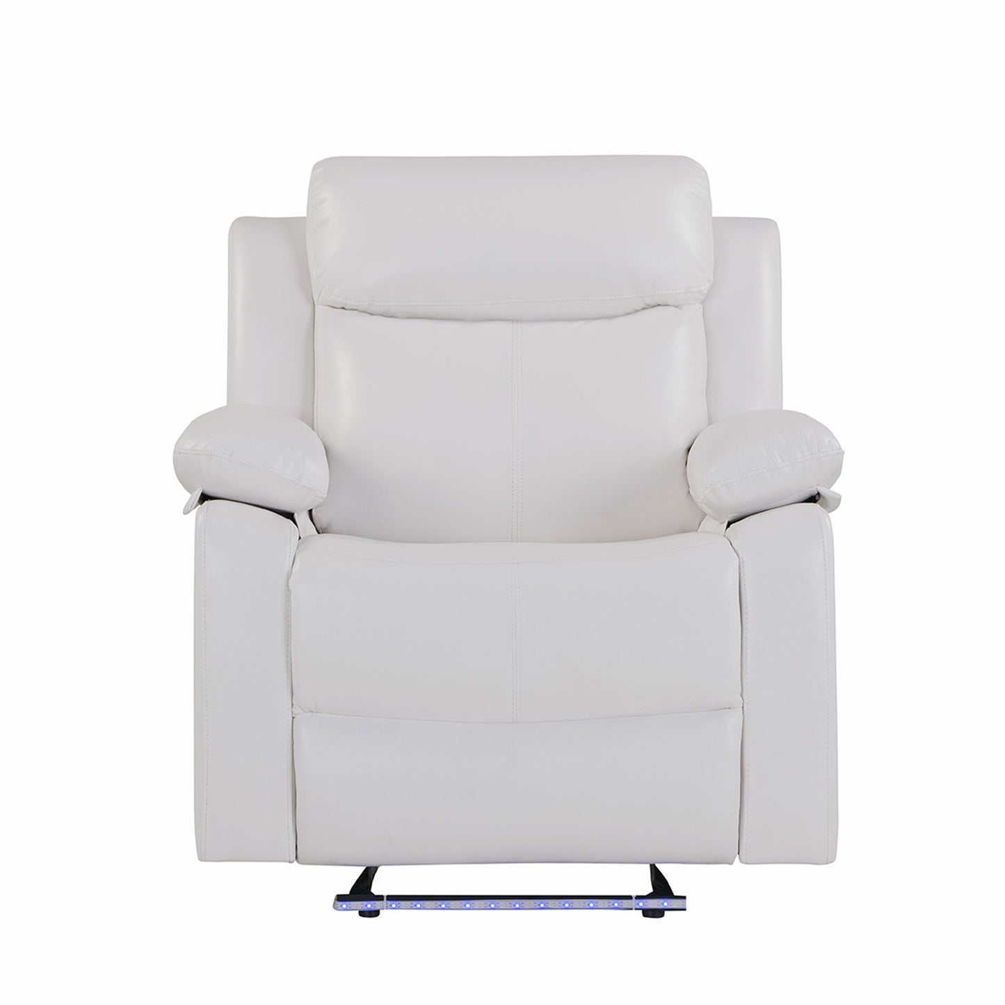 Blanche - Glider Recliner With LED Light In, Medium Firm Seating, Pillow Top Arms - White