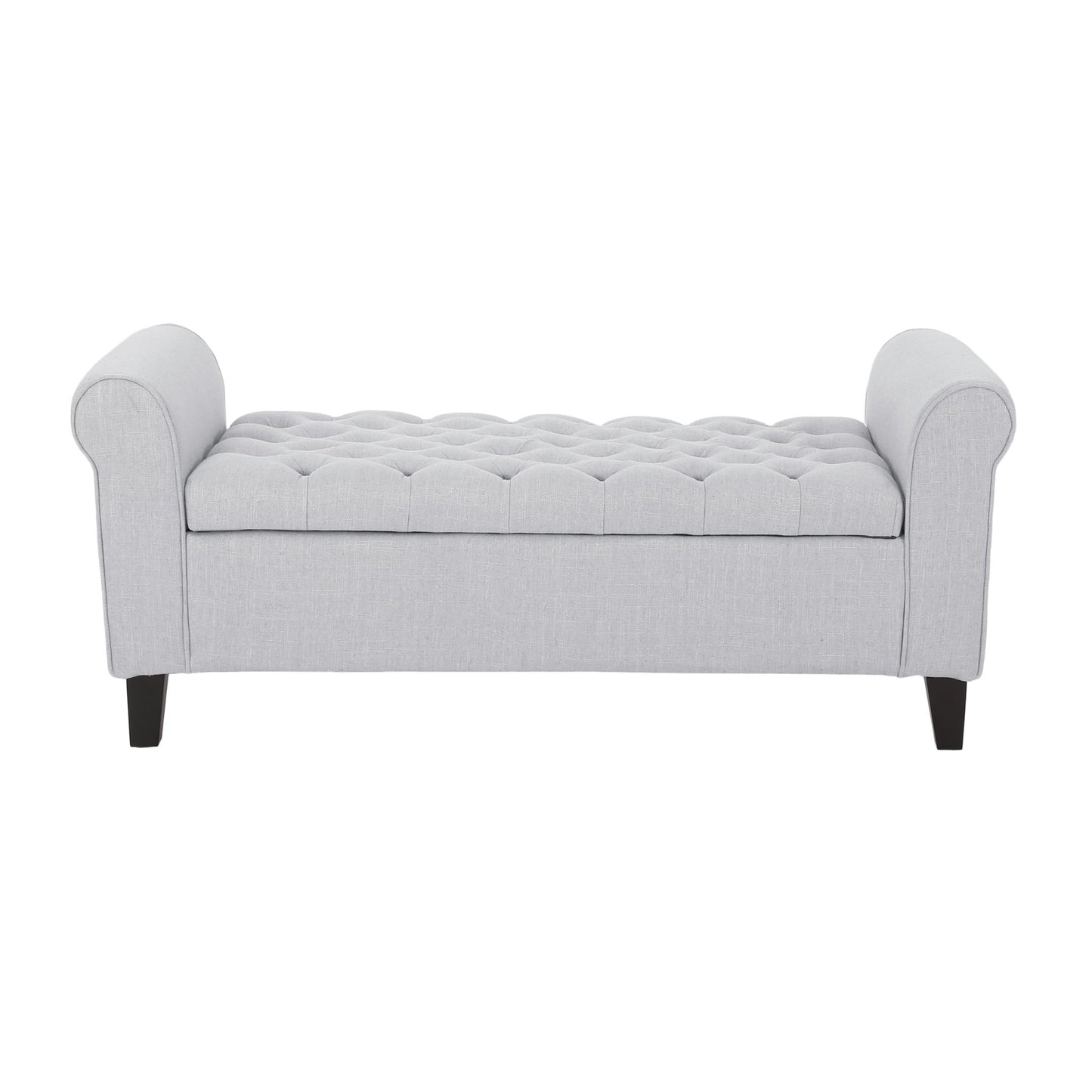 Hayes - Contemporary Armed Storage Bench With Button Tufting And Rolled Arms