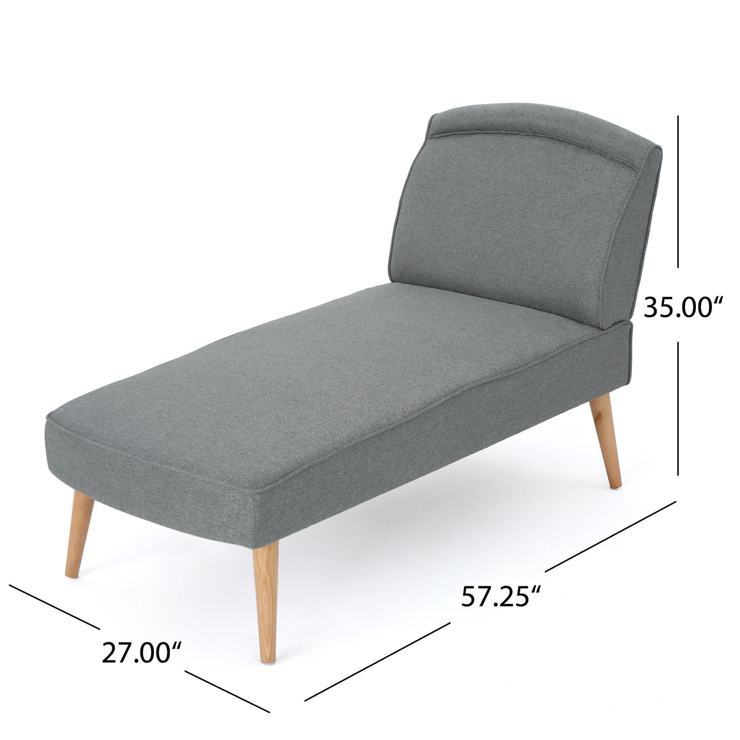 Fabric Chaise Lounge With Rubberwood Frame - Slate