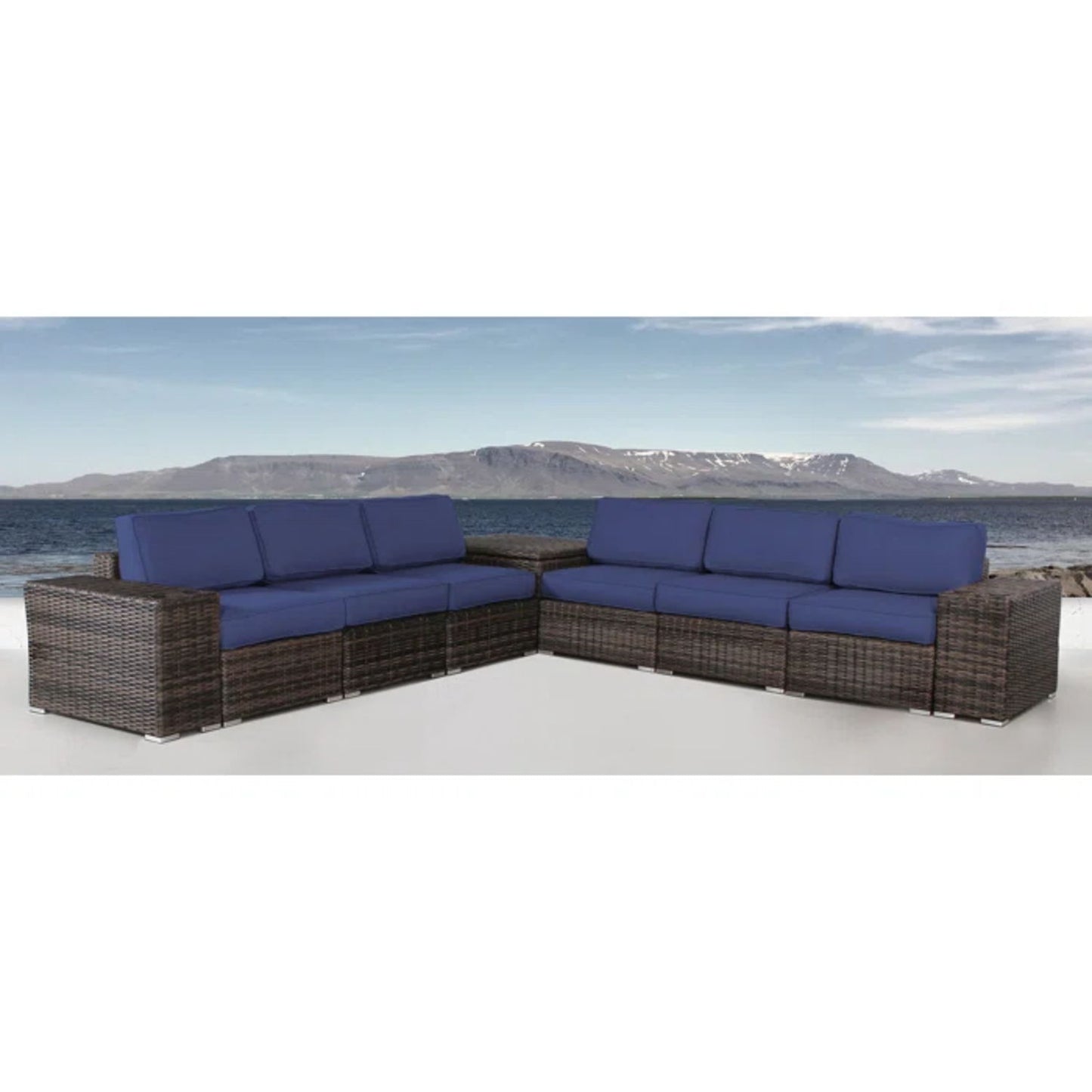 Elegant Outdoor Rattan Wicker 6 Person Seating Group With Cushions