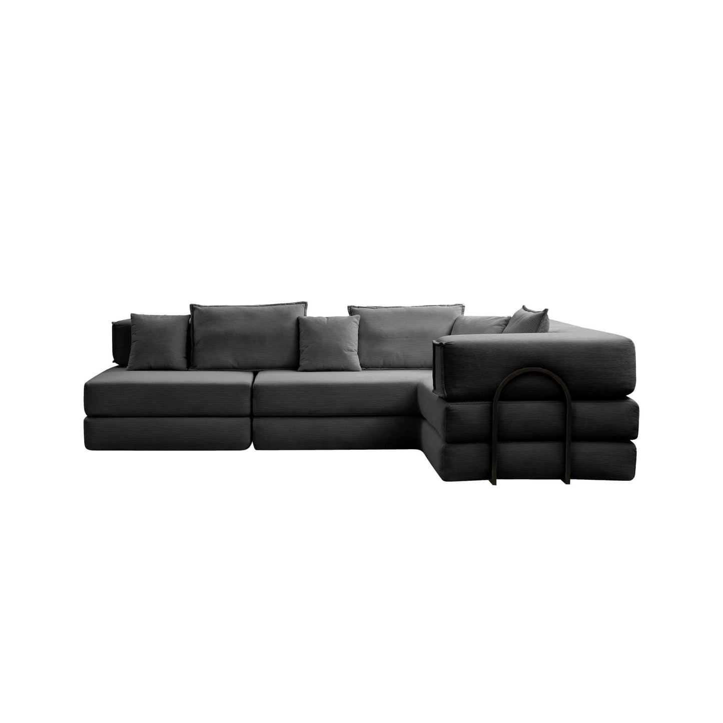 Modular L Shaped Floor Living Room Sofa Set With 6 Pillows