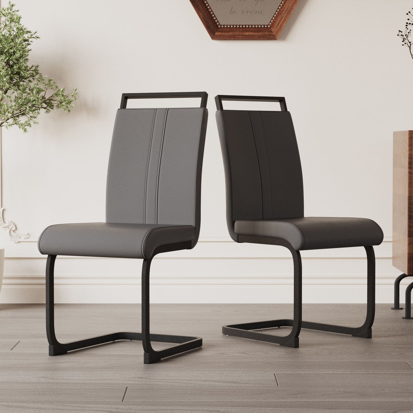 Modern Dining Chairs With High Back Upholstered Design Metal Legs