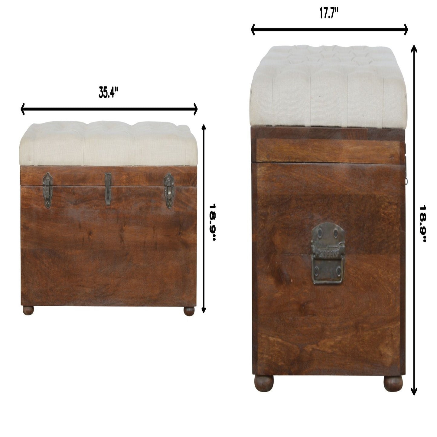 Linen Storage Trunk - Chestnut / White Linen