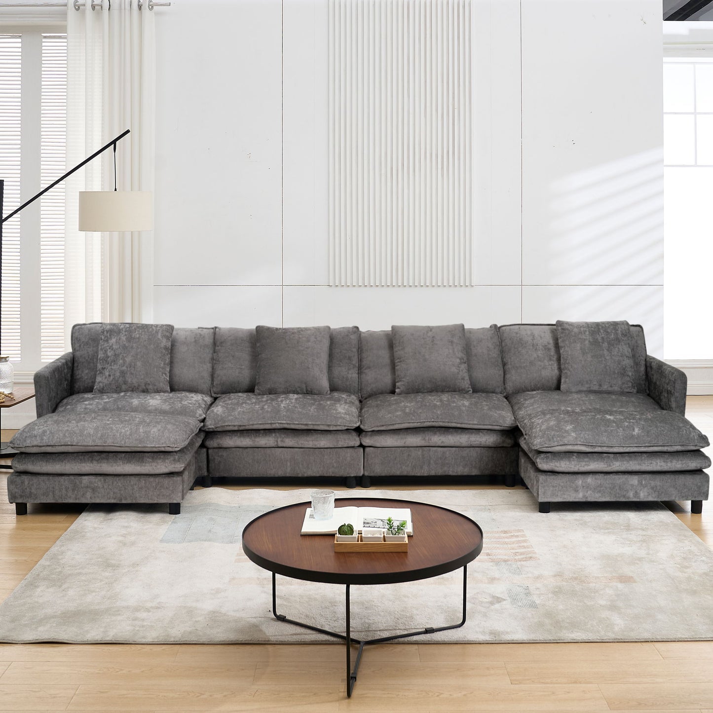 Modular U Shaped Sofa, With Adjustable Layout For Comfort And Durability - Gray