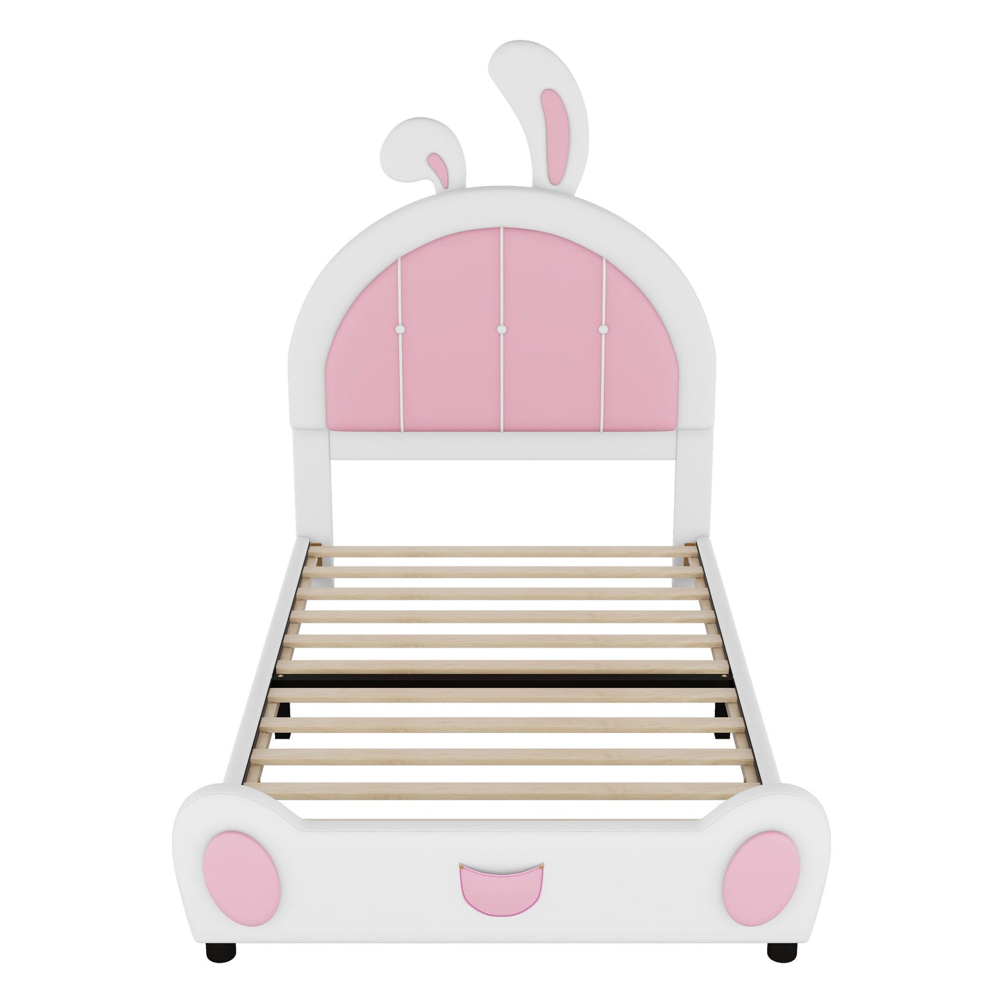 Upholstered Platform Bed With Rabbit Shaped Headboard