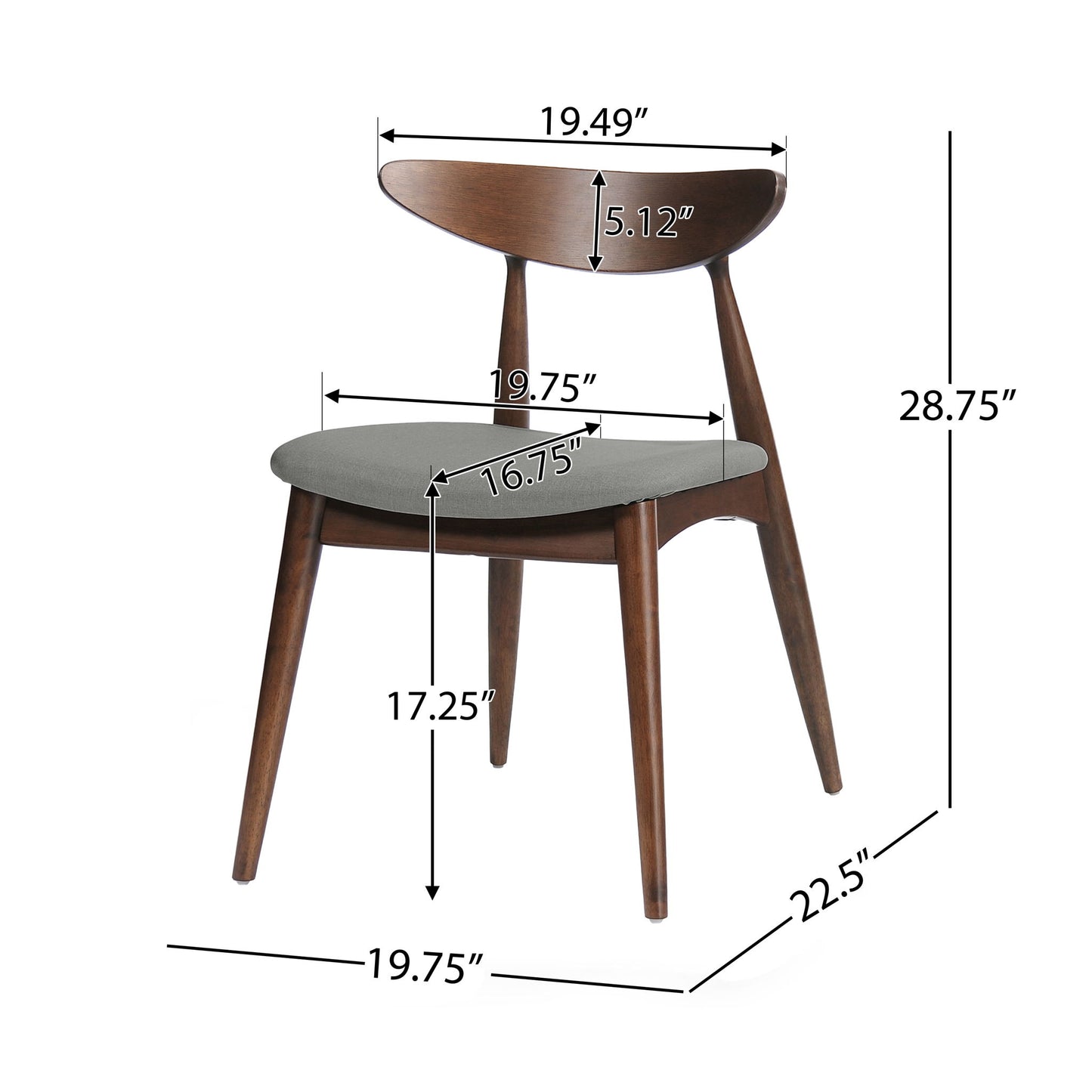 Flawless - Dining Chair With Cushion Seat And Splayed Legs (Set of 2) - Light Gray
