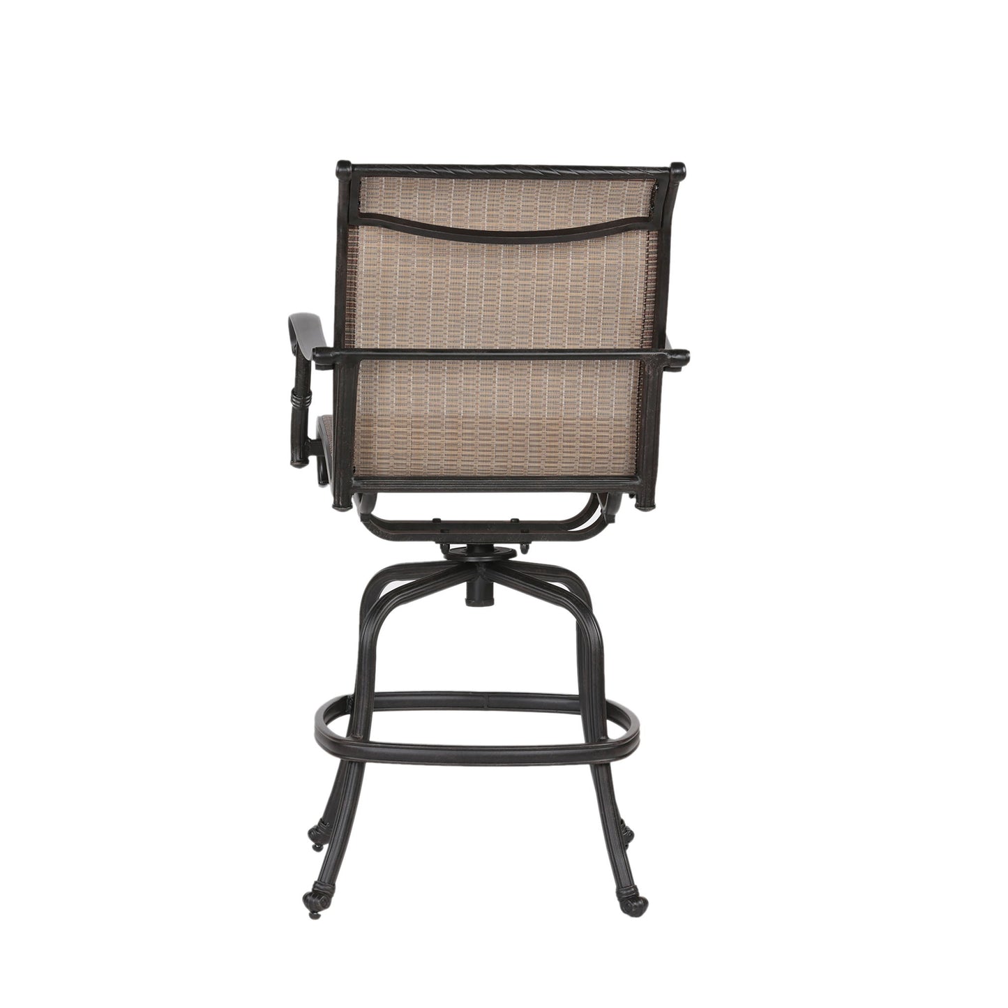 Outdoor Sling Counter Stool (Set of 2) With Aluminum Frame, All Weather - Dark Brown