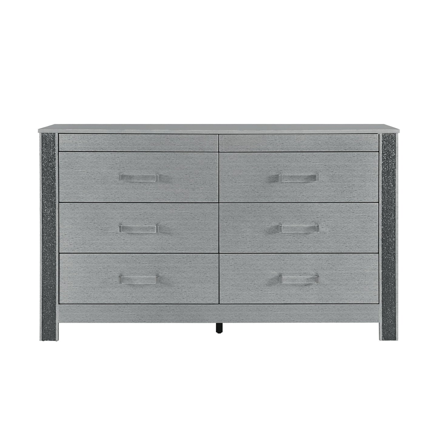 Lorenzo - Dresser With Hidden Jewelry Compartment And Bar Handles In - Silver