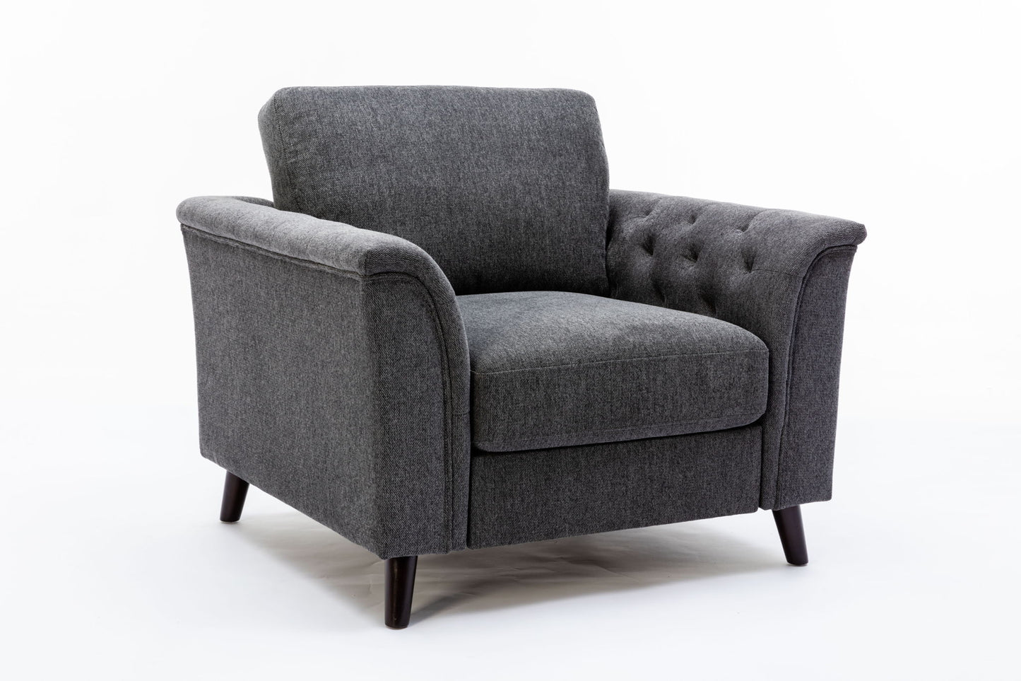 Stanton - Chair With Tufted Arms - Dark Gray