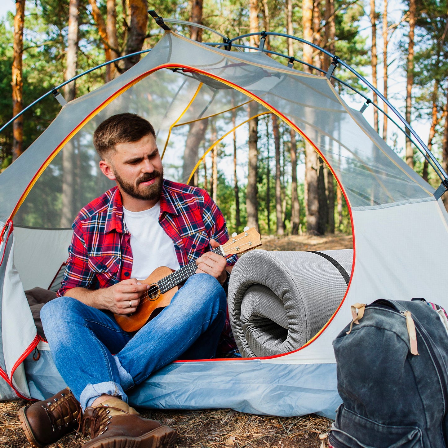 Memory Foam Camping Mattress, Portable Comfort With Water Resistant Cover