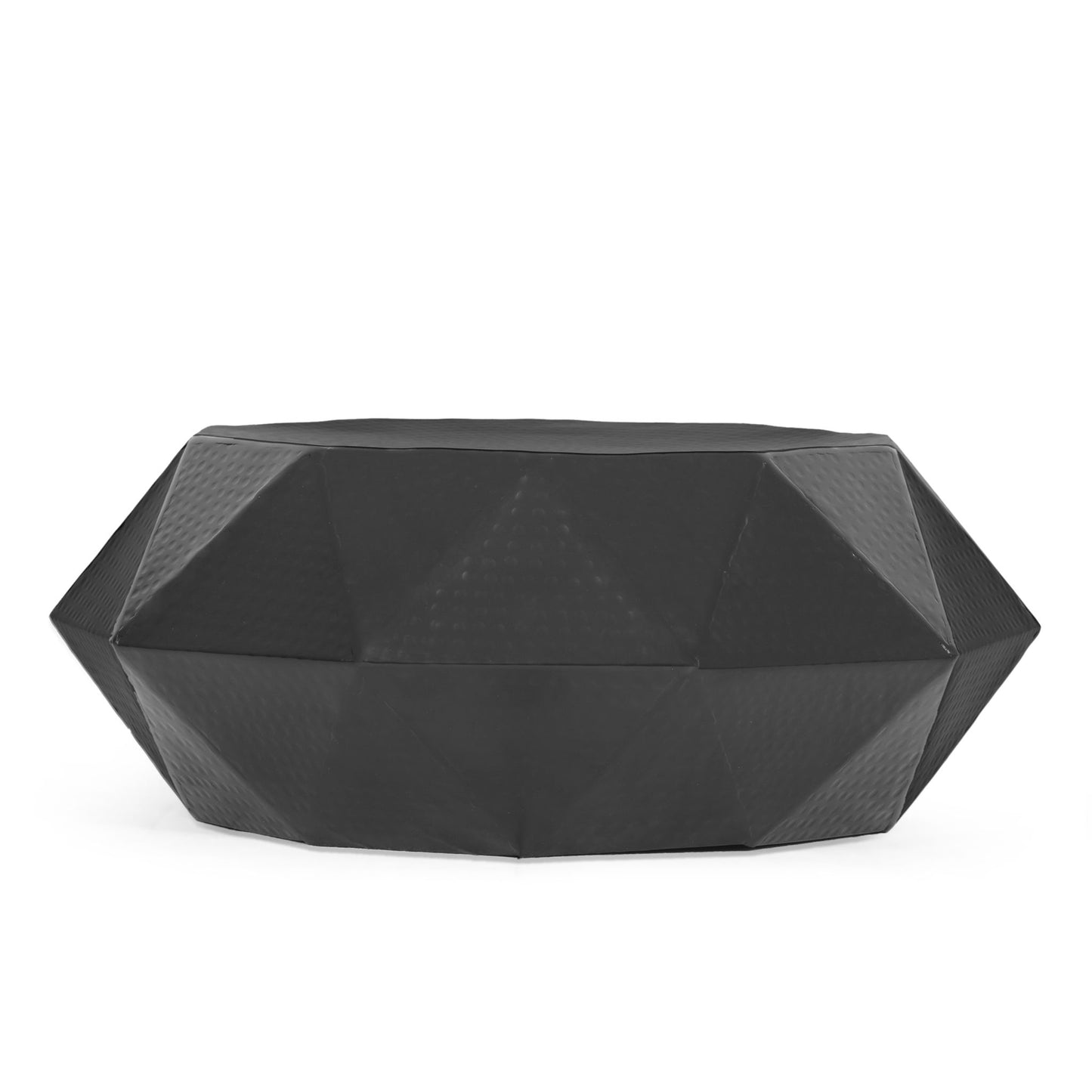 Modern Polygonal Coffee Table With Hammered Texture - Black