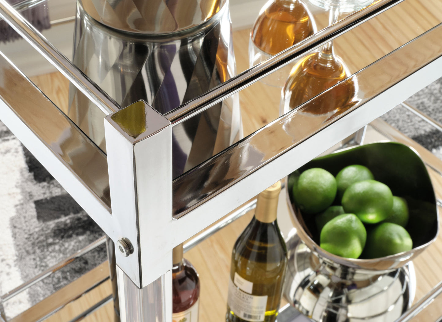 Chaseton - Bar Cart - Clear / Silver Finish