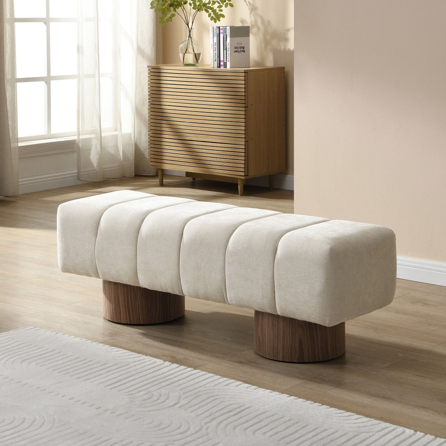 Upholstered Entryway Bench Ottoman