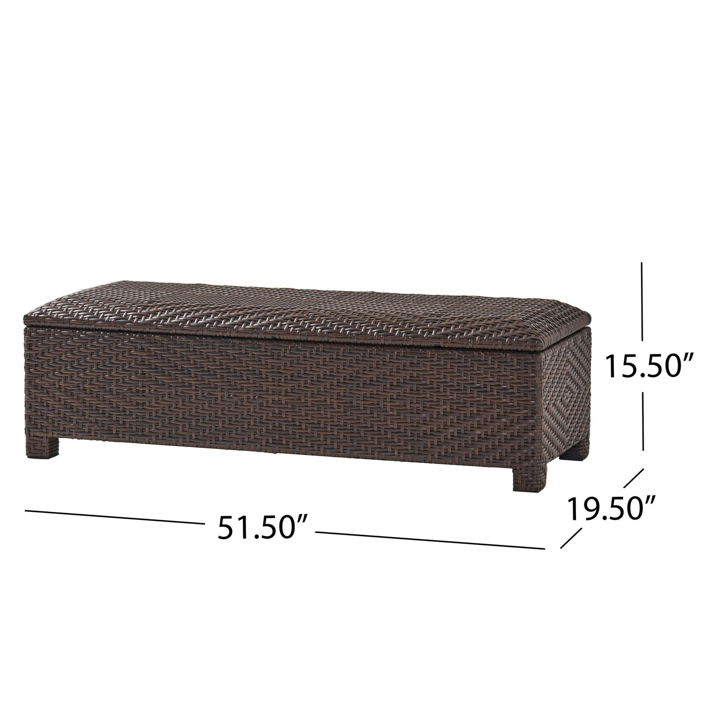 Santiago - Wicker Storage Bench - Brown Multi