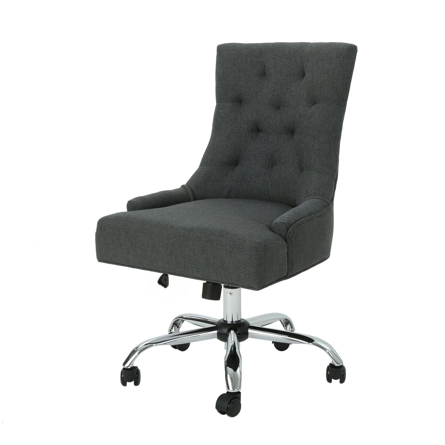 Glory Diamond Tufted Upholstered Office Chair With Rolling Casters And Sloped Arms - Dark Gray / Chrome