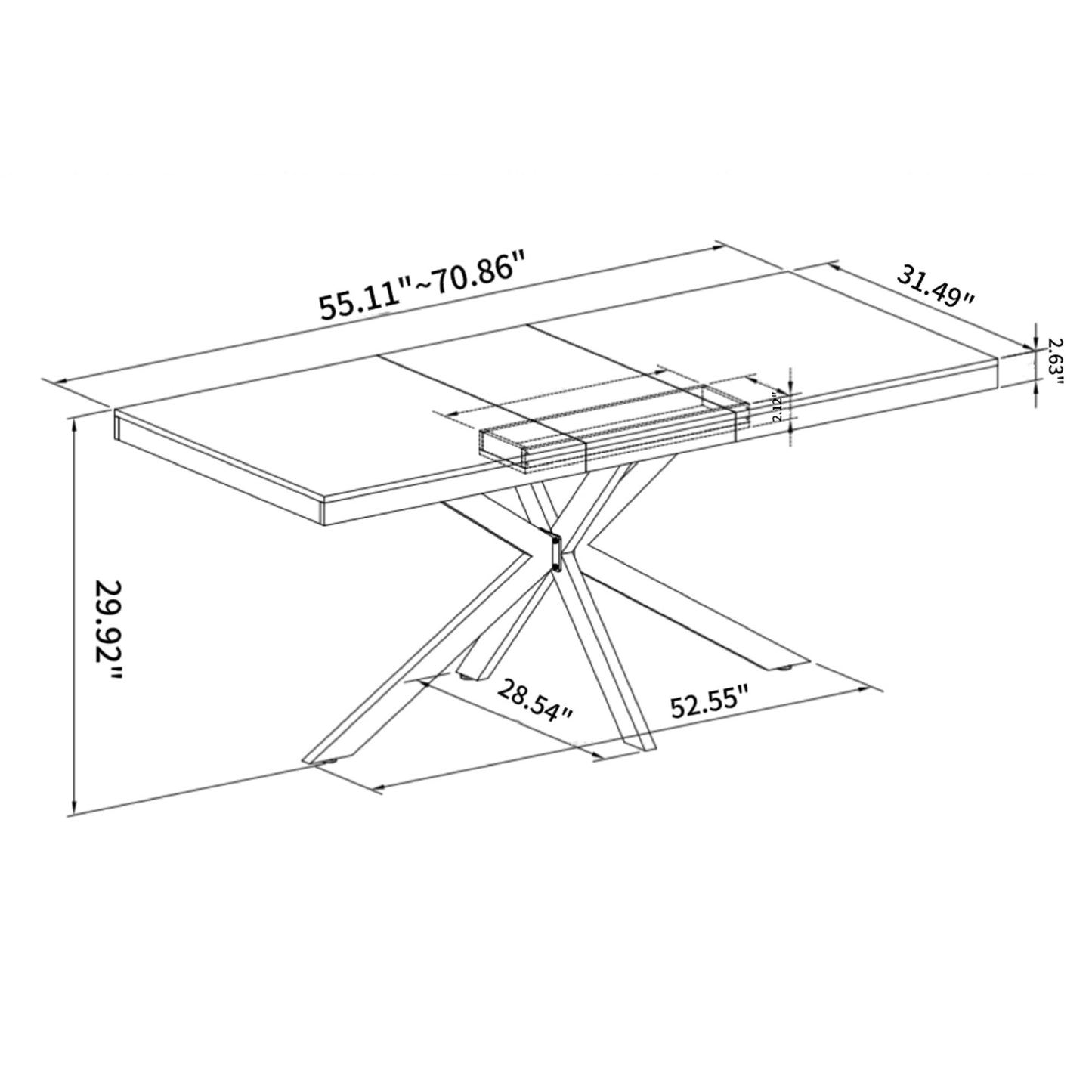 Rectangular Stretch Dining Table With 4 Chairs - Black / Gray