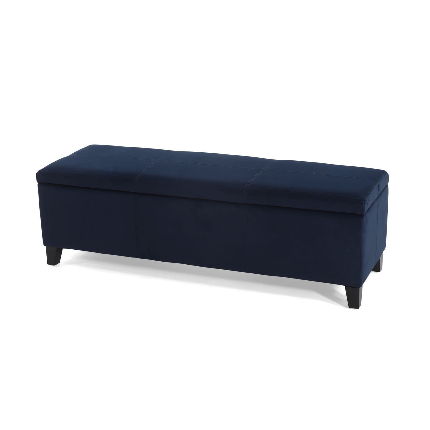 Velvet Storage Bench, Upholstered End Of Bed, Storage Ottoman Benches, Fabric Ottoman Bench With Large Storage Space For Living Room Entryway Bedroom - Dark Blue