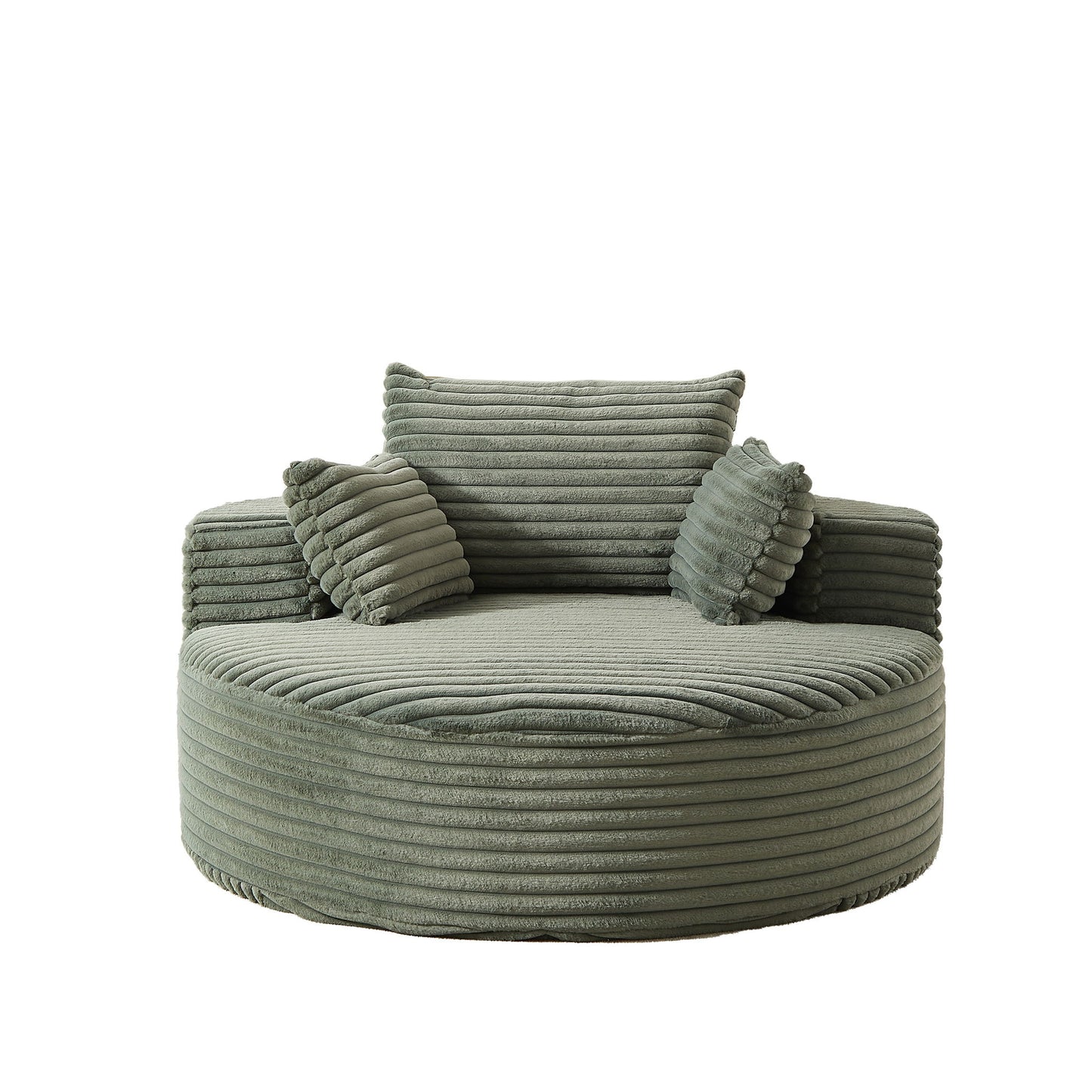 Single Swivel Chair, Fluffy Modern Sleeper, 360 Degree Swivel Chair For Living Room - Green