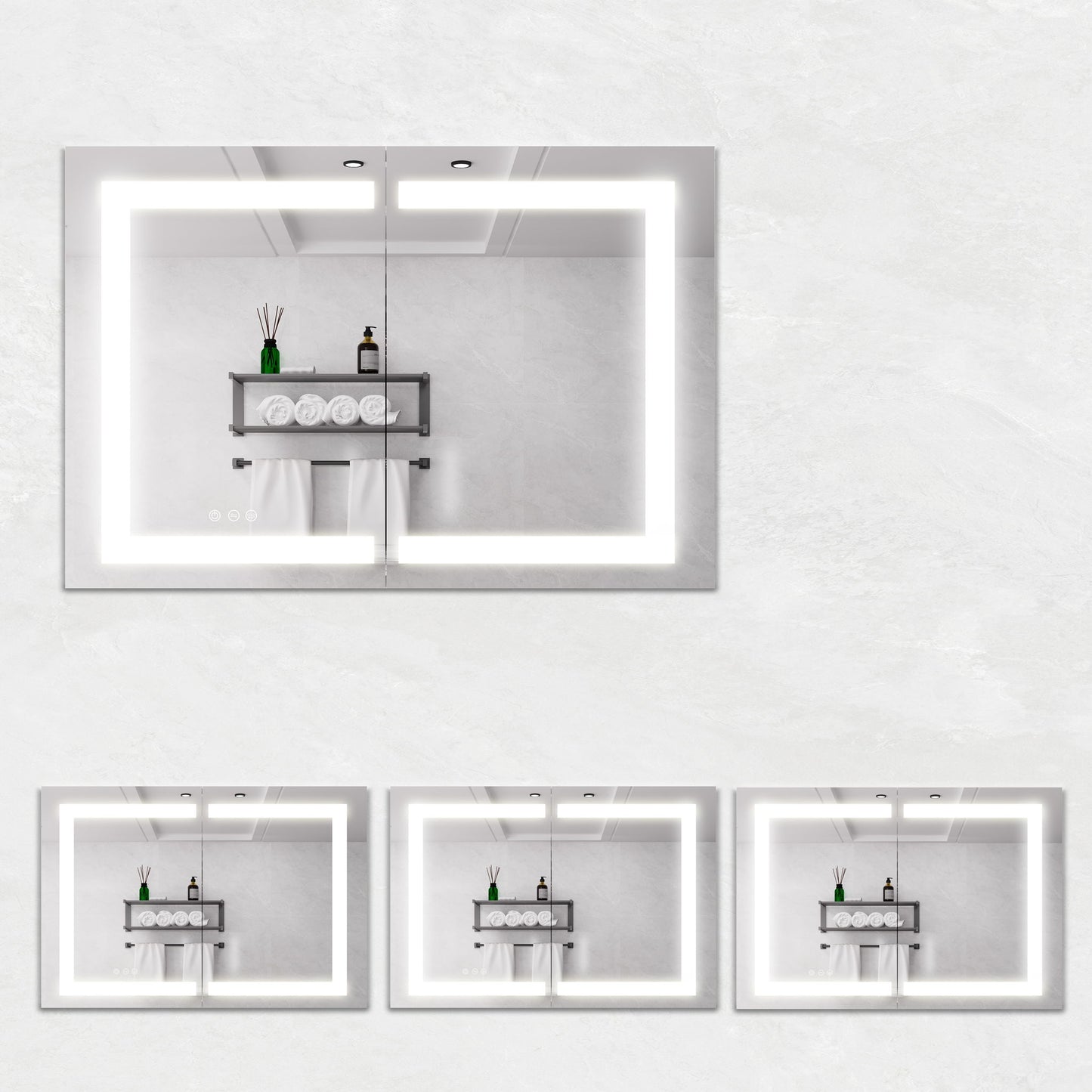 Medicine Cabinet With LED Vanity Mirror, Anti-Fog, Waterproof, Dimmable With Touch Switch