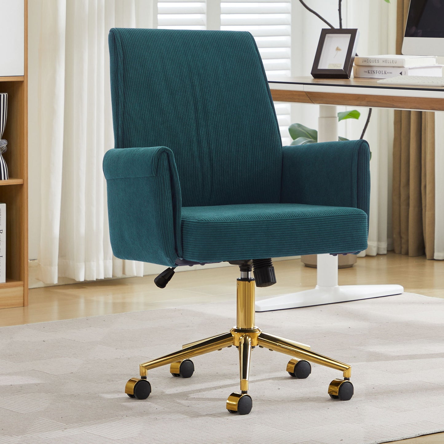 Ergonomic Mid-Back Office Chair With Striped Velvet Fabric