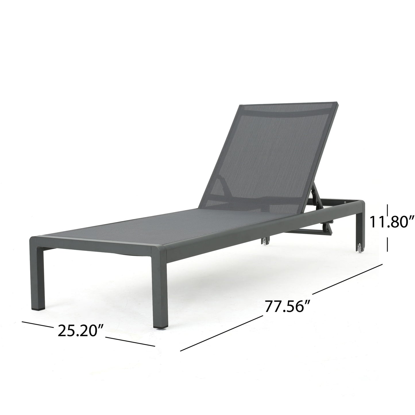 Outdoor Patio Chaise Lounge With 5 Reclining Positions