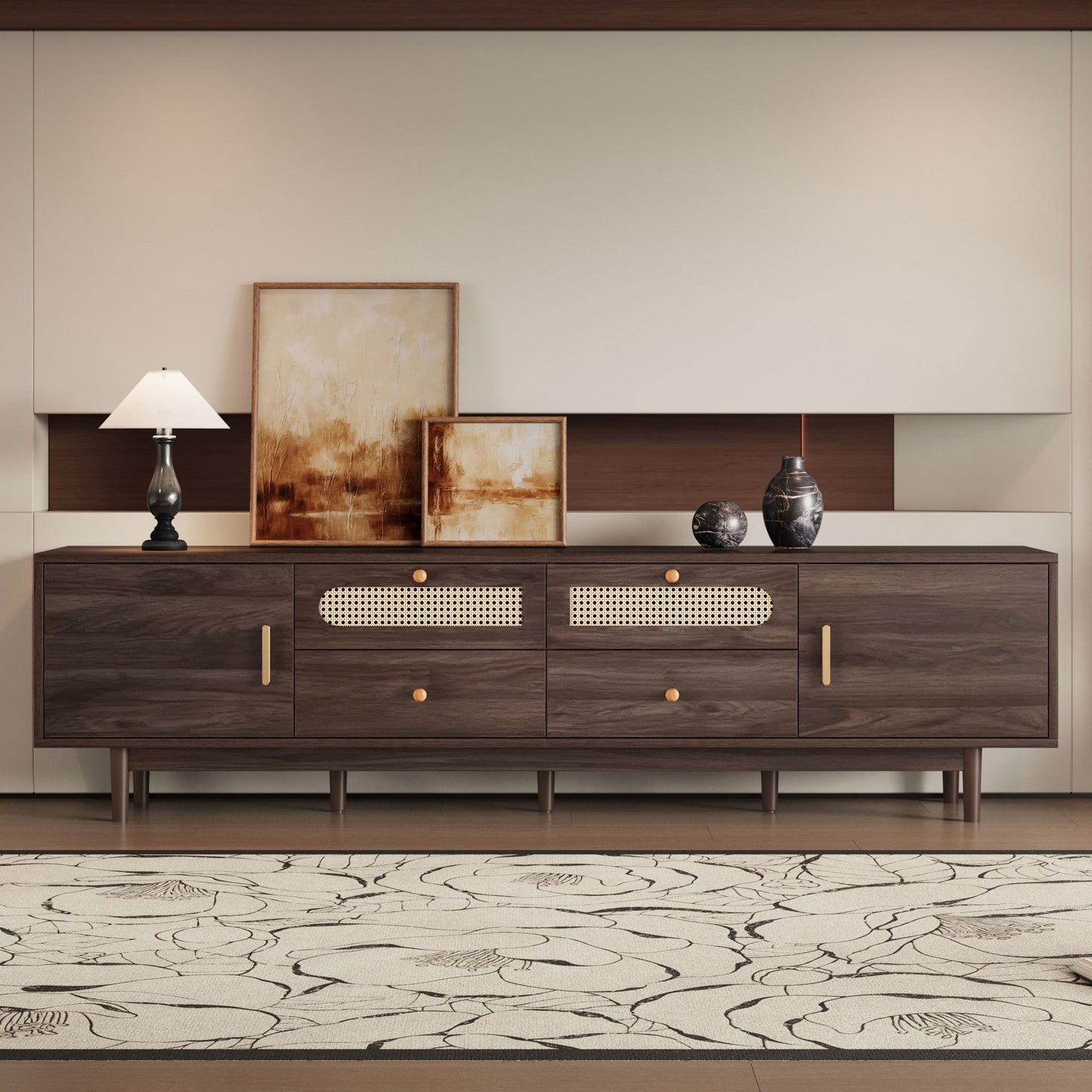 TV Stand With Drawers, Accent Entertainment Center For Living Room - Dark Brown