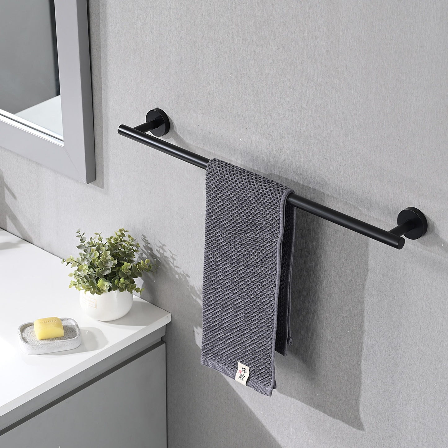 Bathroom Hardware Set Stainless Steel With Towel Bar, Paper Holder, And Hooks - Matte Black