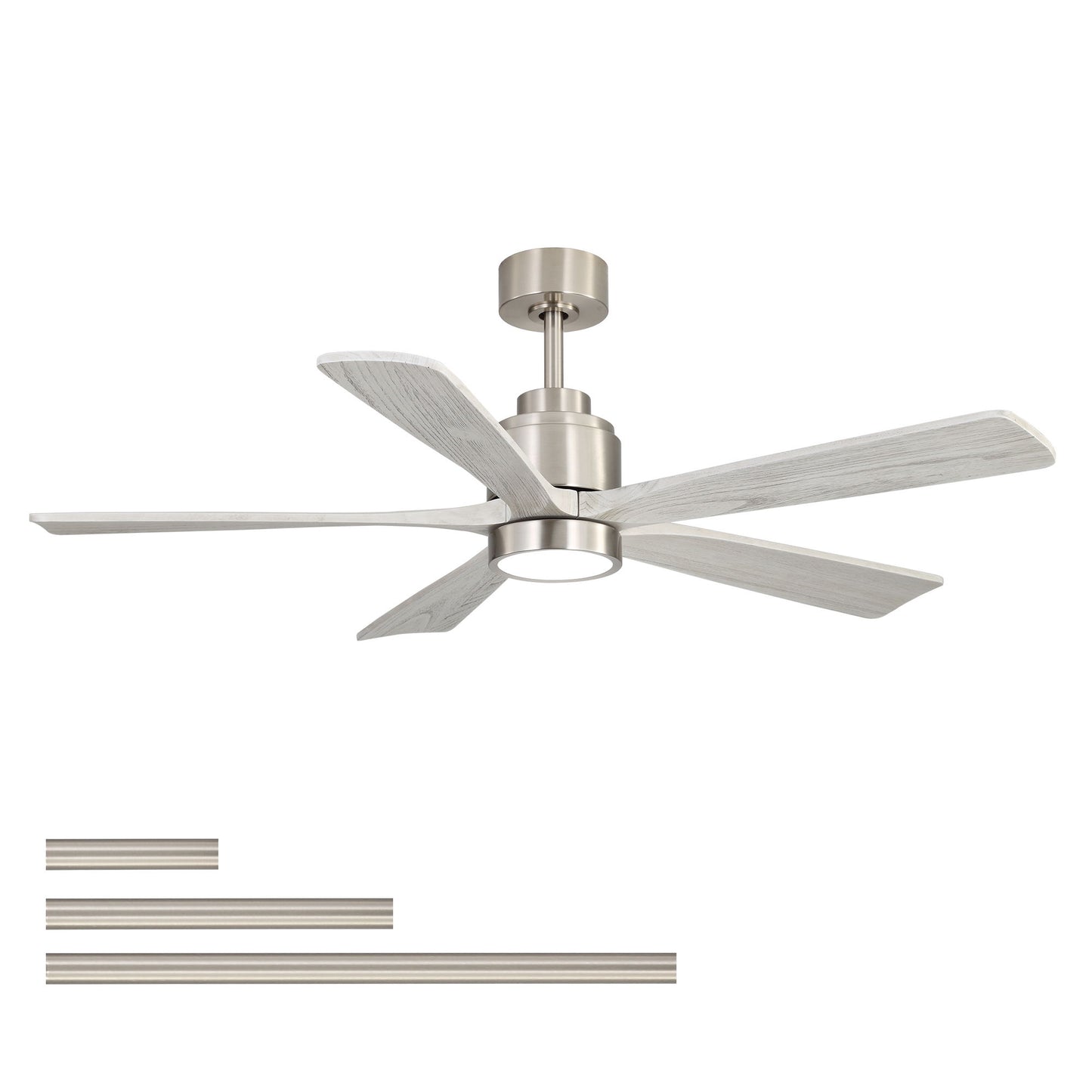 Ultra Quiet Reversible Ceiling Fan With Light Dimmable LED For Large Room - Brushed Nickel
