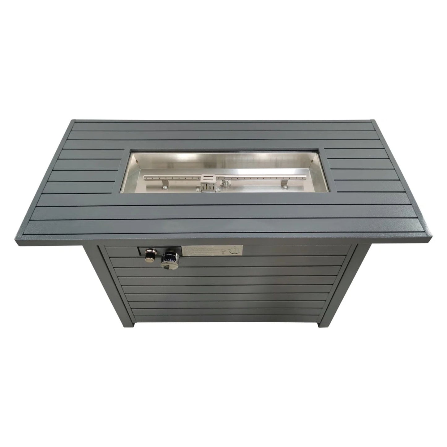 Sleek Outdoor Gas Fire Pit Table With Durable Construction And Lid - Gray