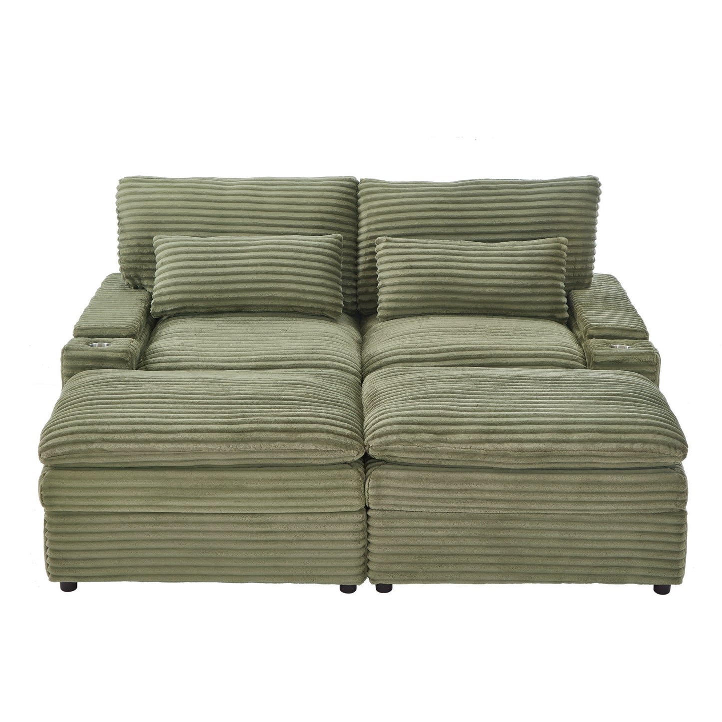 Convertible Loveseat Sofa With Storage And USB Ports - Green