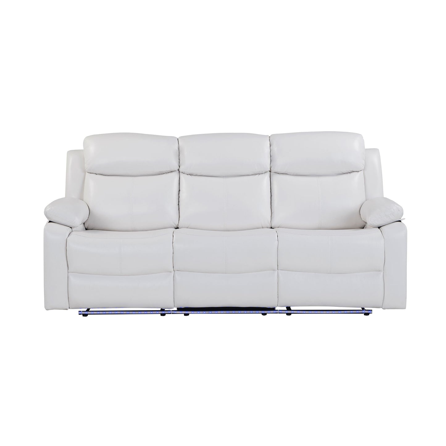 Blanche - Reclining Sofa With LED Lights Frame, Pillow Top Arms - White