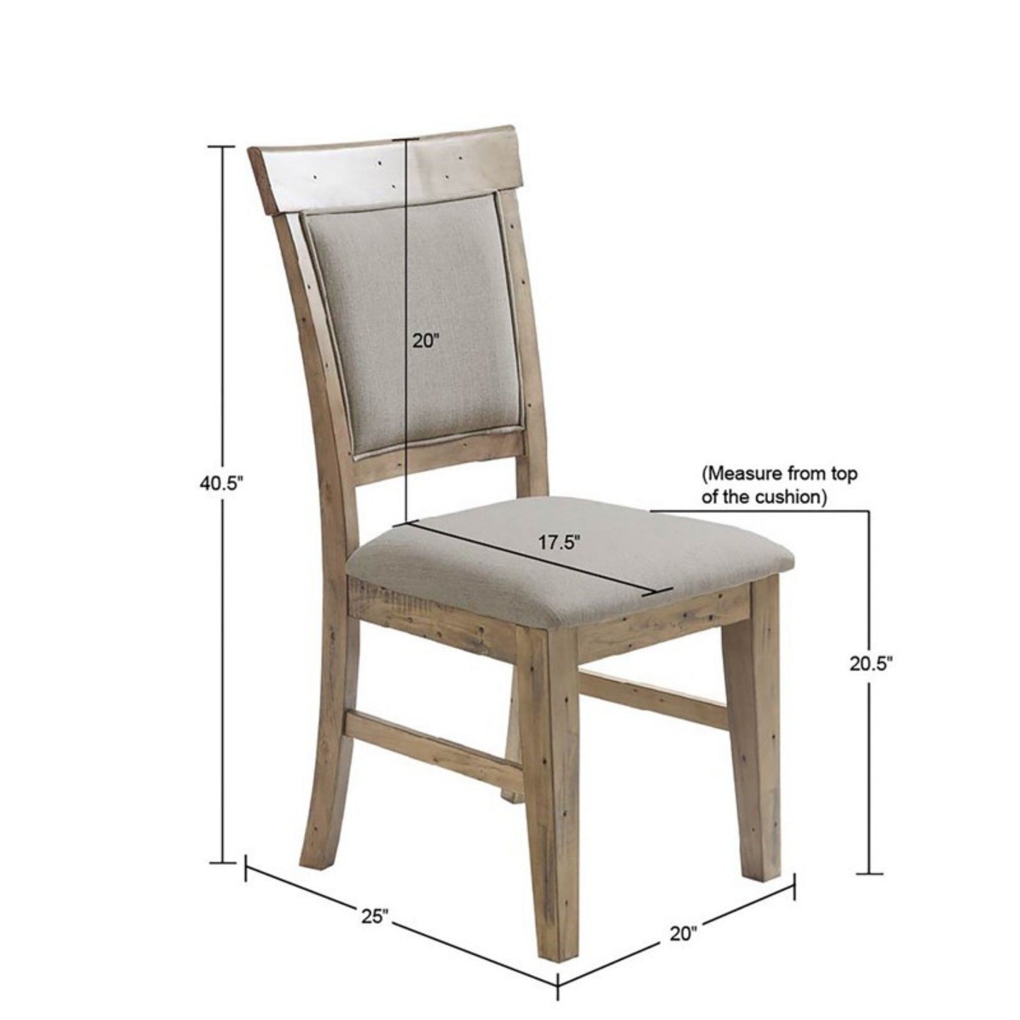 Dining Side Chair With Cushioned Seats And Backs (Set of 2) - Cream / Gray