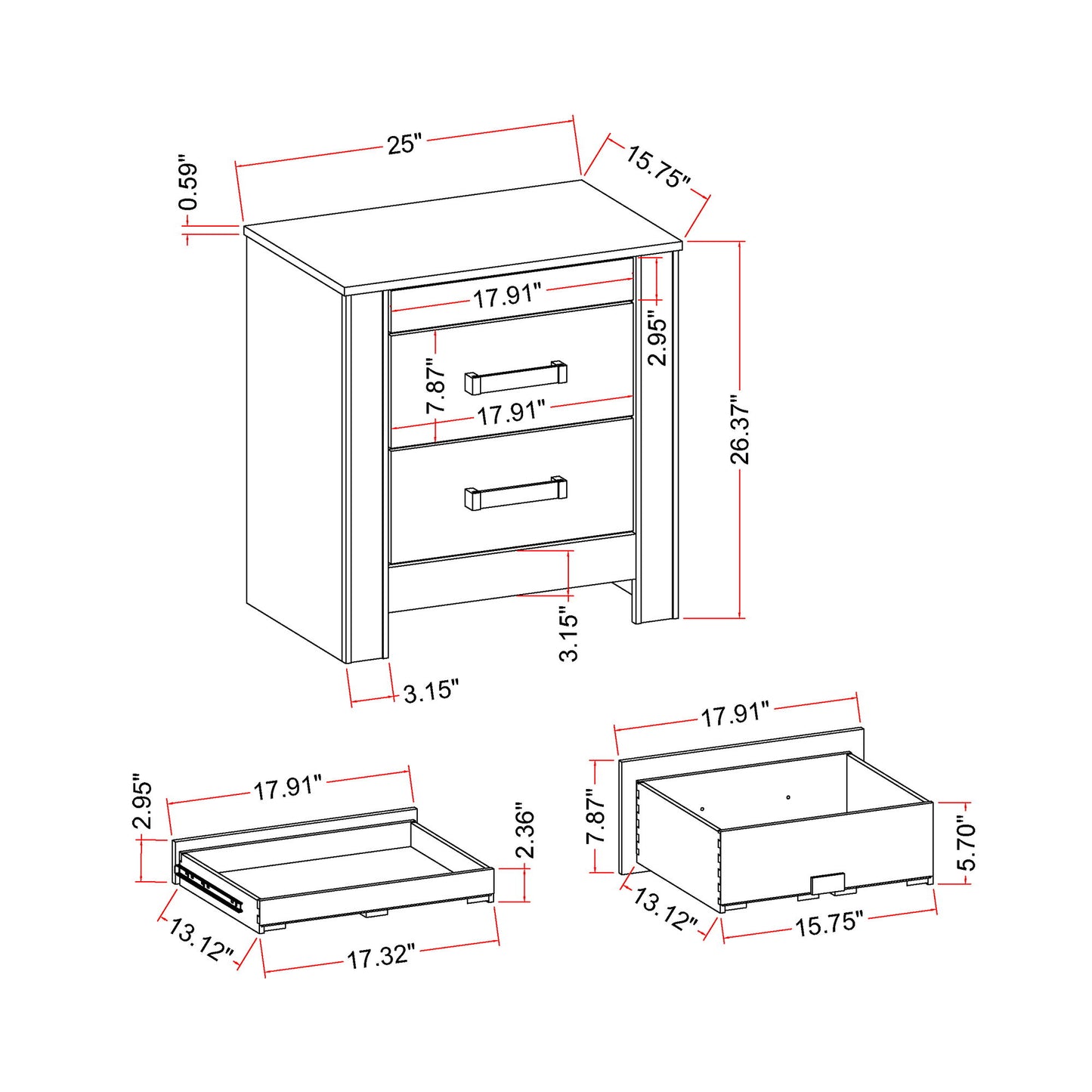 Lorenzo - Nightstand With Hidden Compartment And Handles - Silver