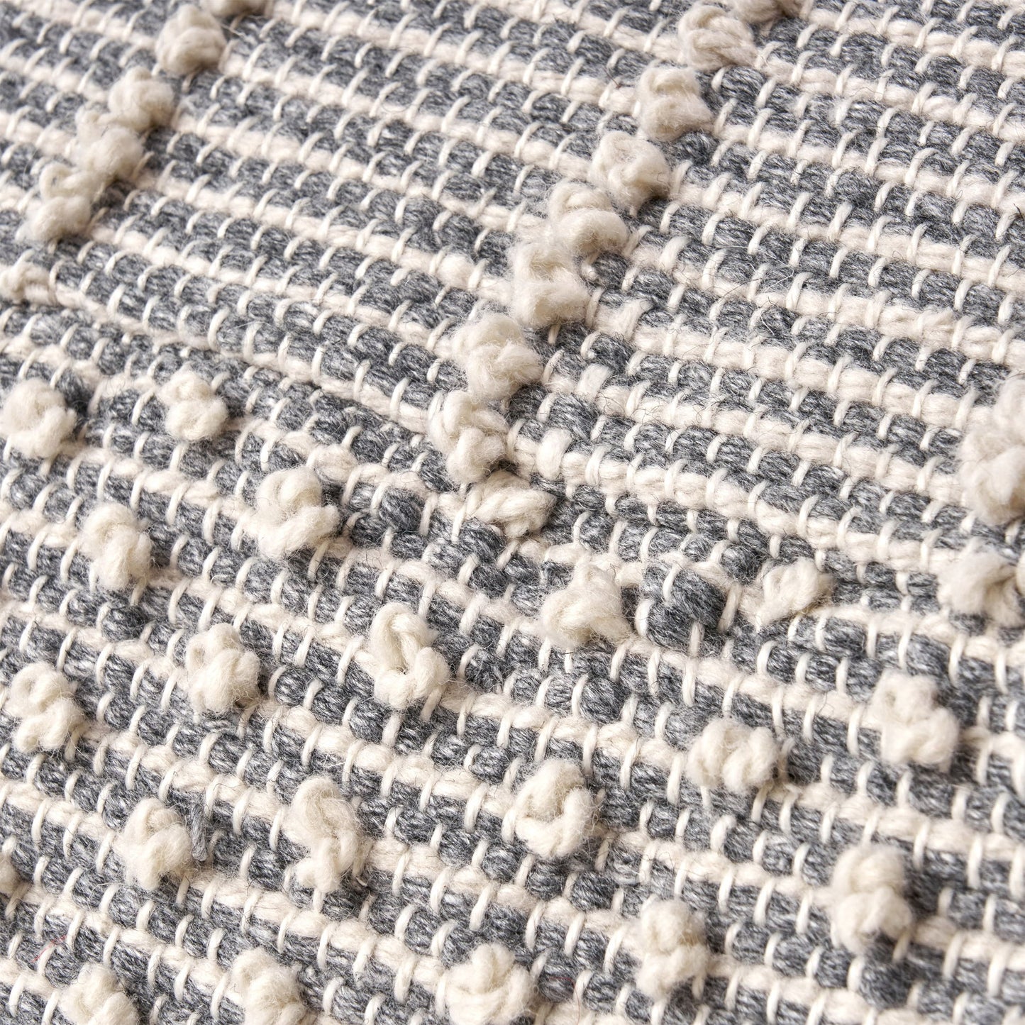 Diamond - Handcrafted Faux Yarn Pouf - Ivory / Gray