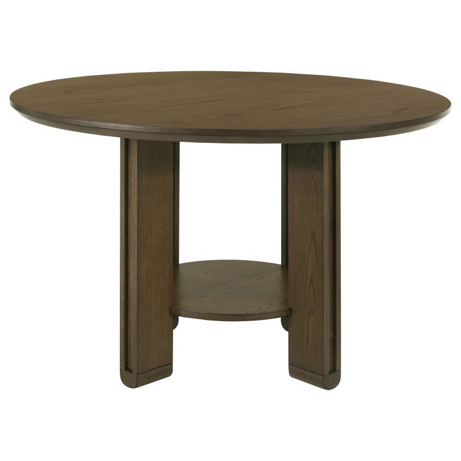 Ottowa - 47" Round Wood Dining Table With Shelf - Brown