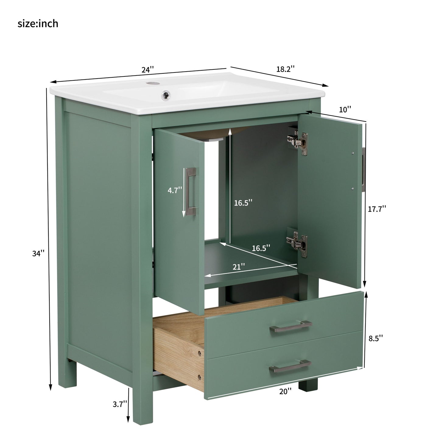 Bathroom Vanity With Sink Combo, Freestanding Storage Cabinet, Soft Closing Doors