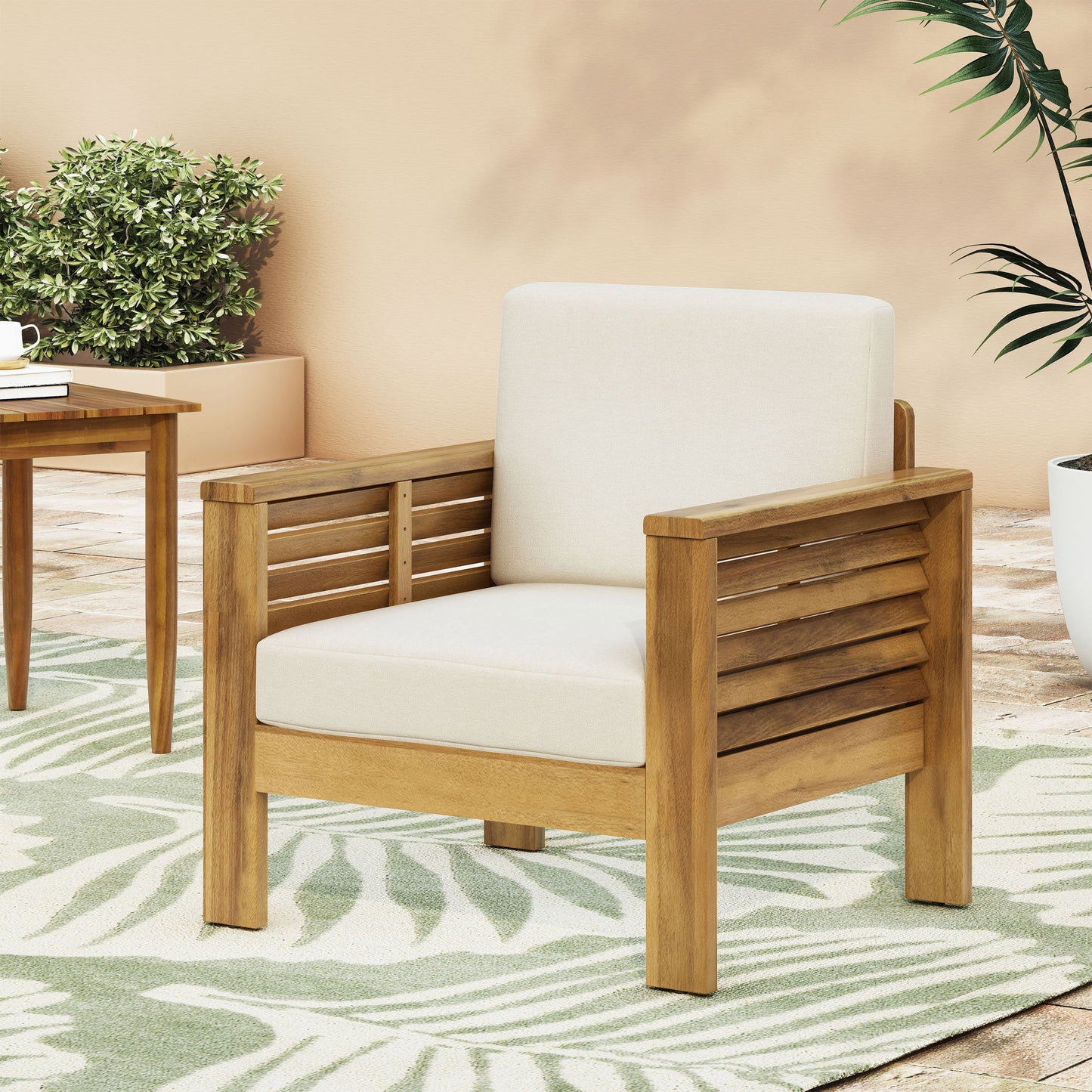 Slat Design Club Chairs With Cushions