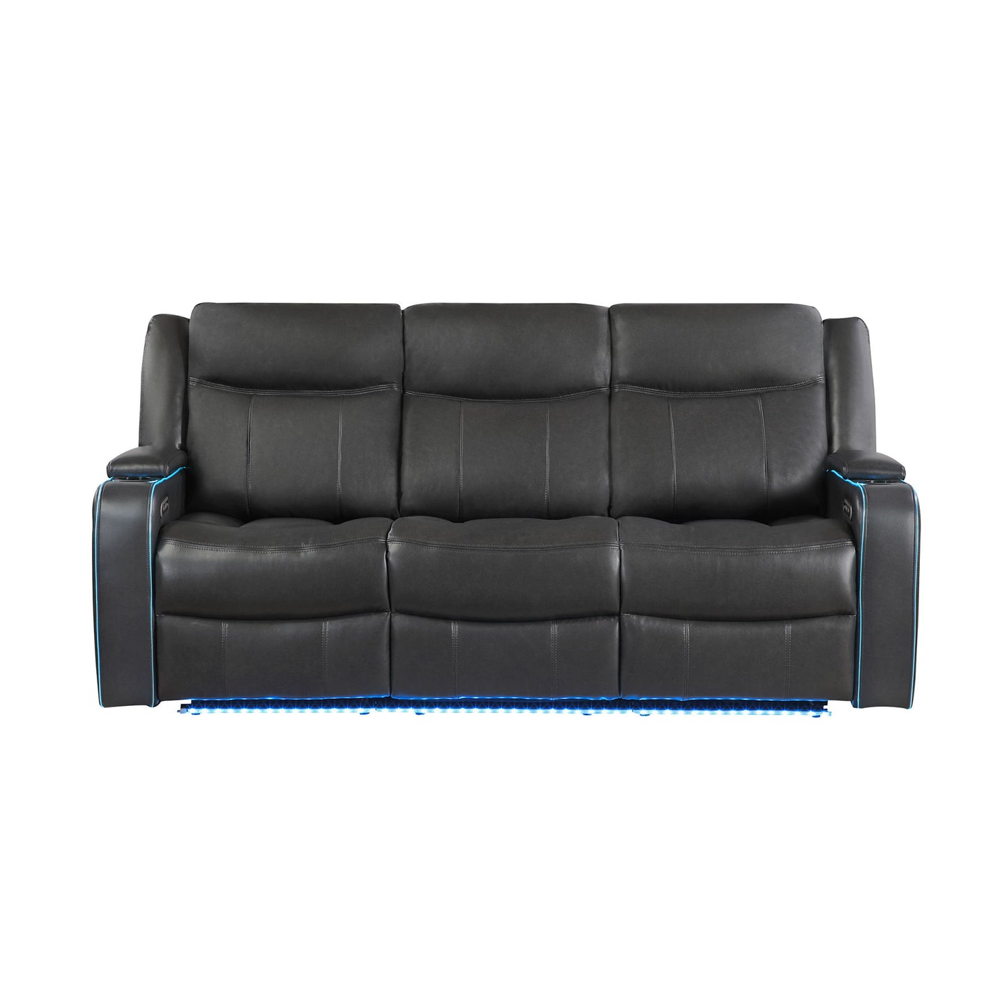 Blanca - Power Reclining Sofa With LED Lights And Power Headrest Frame - Charcoal