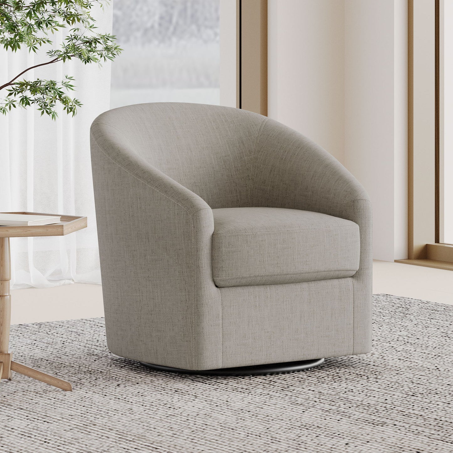 Contemporary Swivel Glider Chair With 360 Degree Rotation