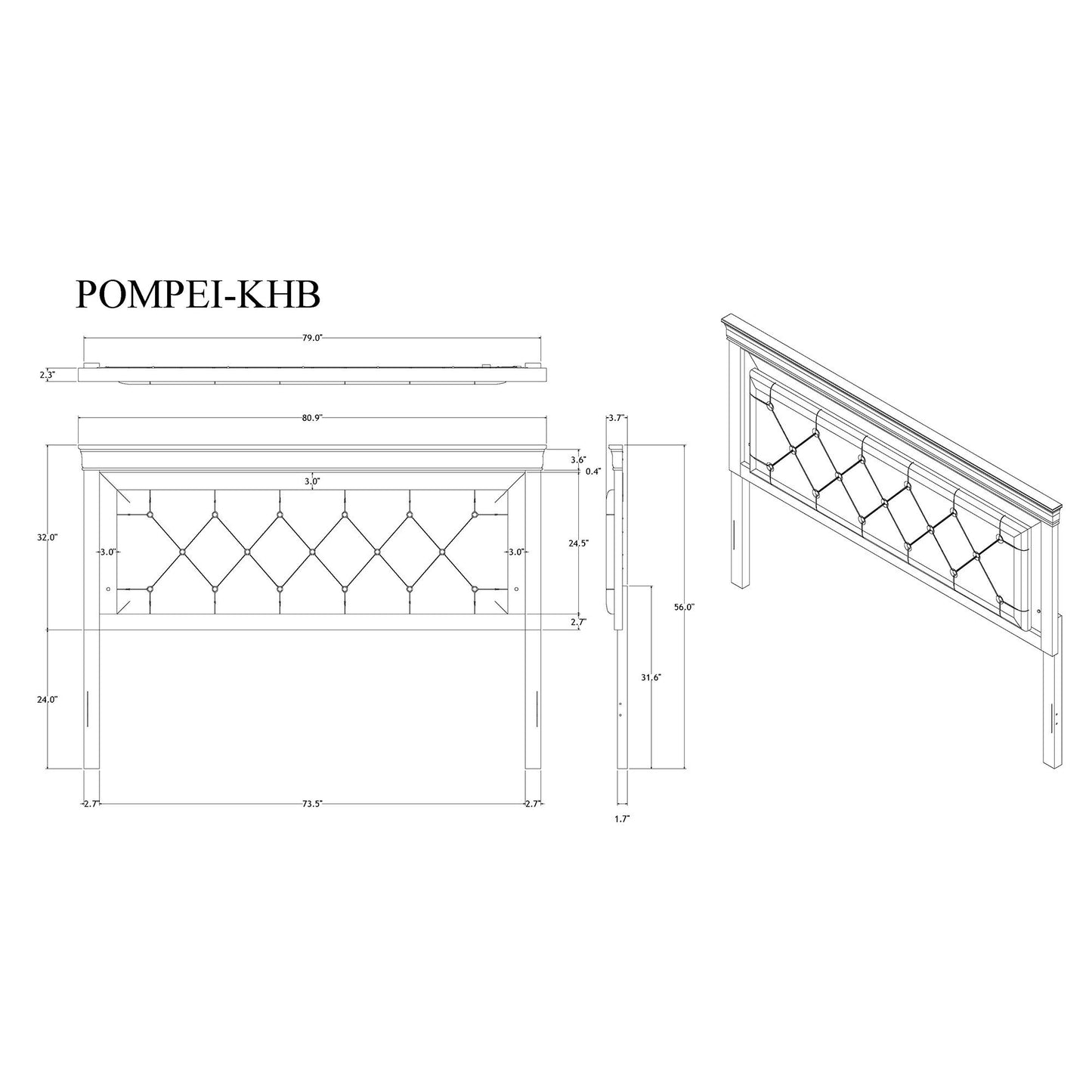 Shaker - Bed With LED Lighting And Crystal Inspired Tufted Headboard