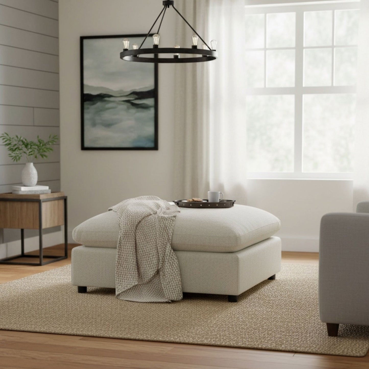 Cassandra - Square Ottoman - Beige