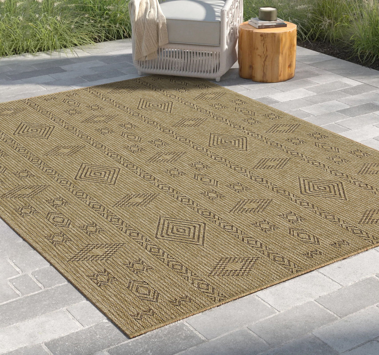 Earth - 2'7" X 7'3" Indoor, Outdoor Area Rug - Jute, Mocha