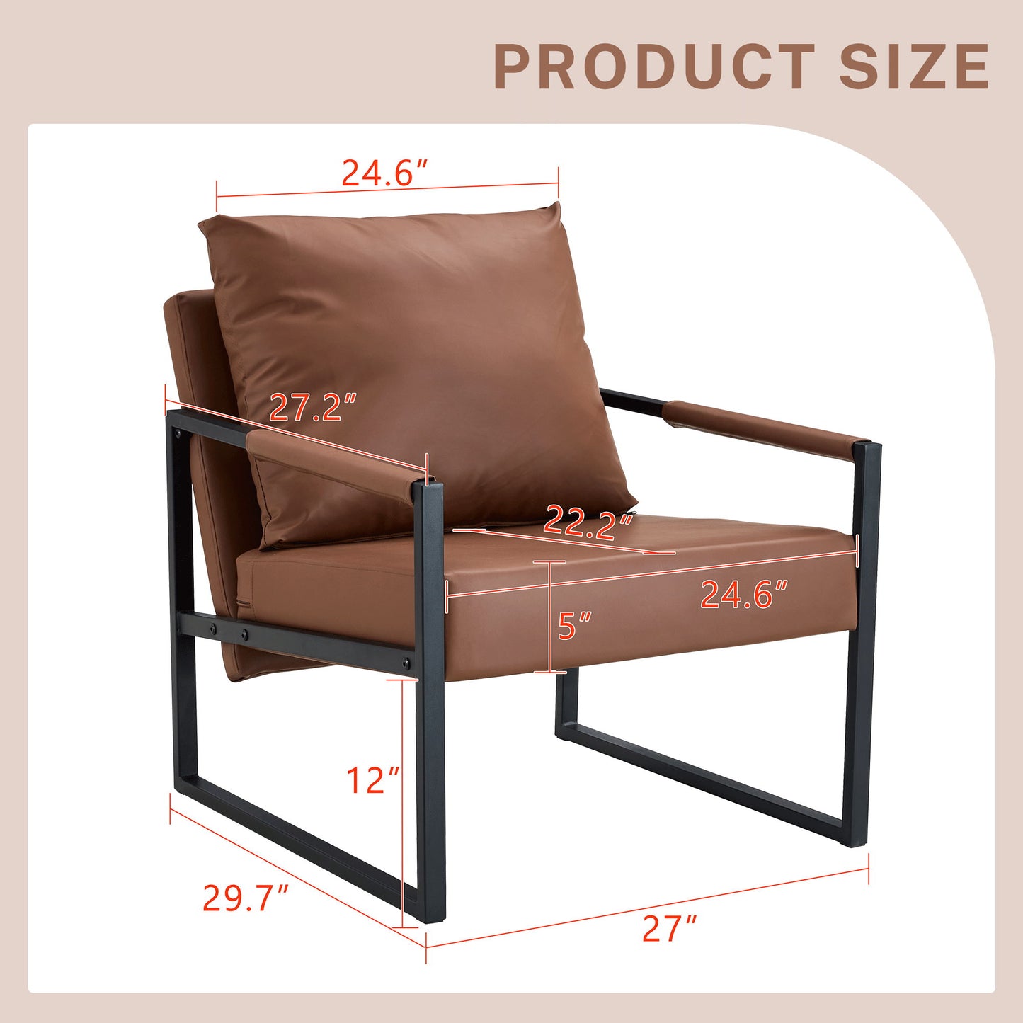 Classic Leather And Metal Frame Sofa, Ergonomically Designed, A Perfect Blend Of Modern And Industrial Styles