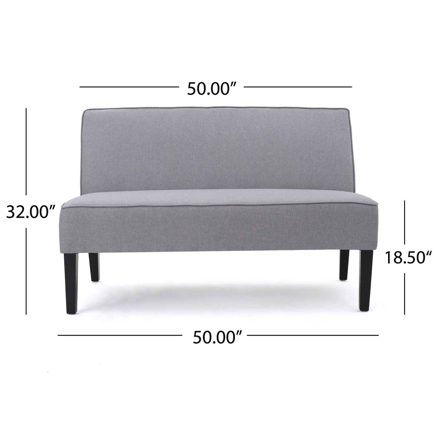 Contemporary Loveseat With Upholstered Fabric And Birch Wood Legs - Light Gray
