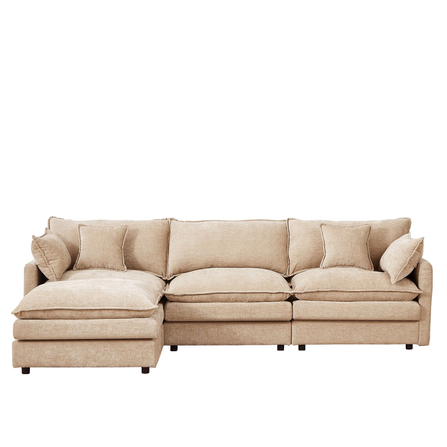 Modular L-Shaped Sectional Sofa With Movable Ottoman