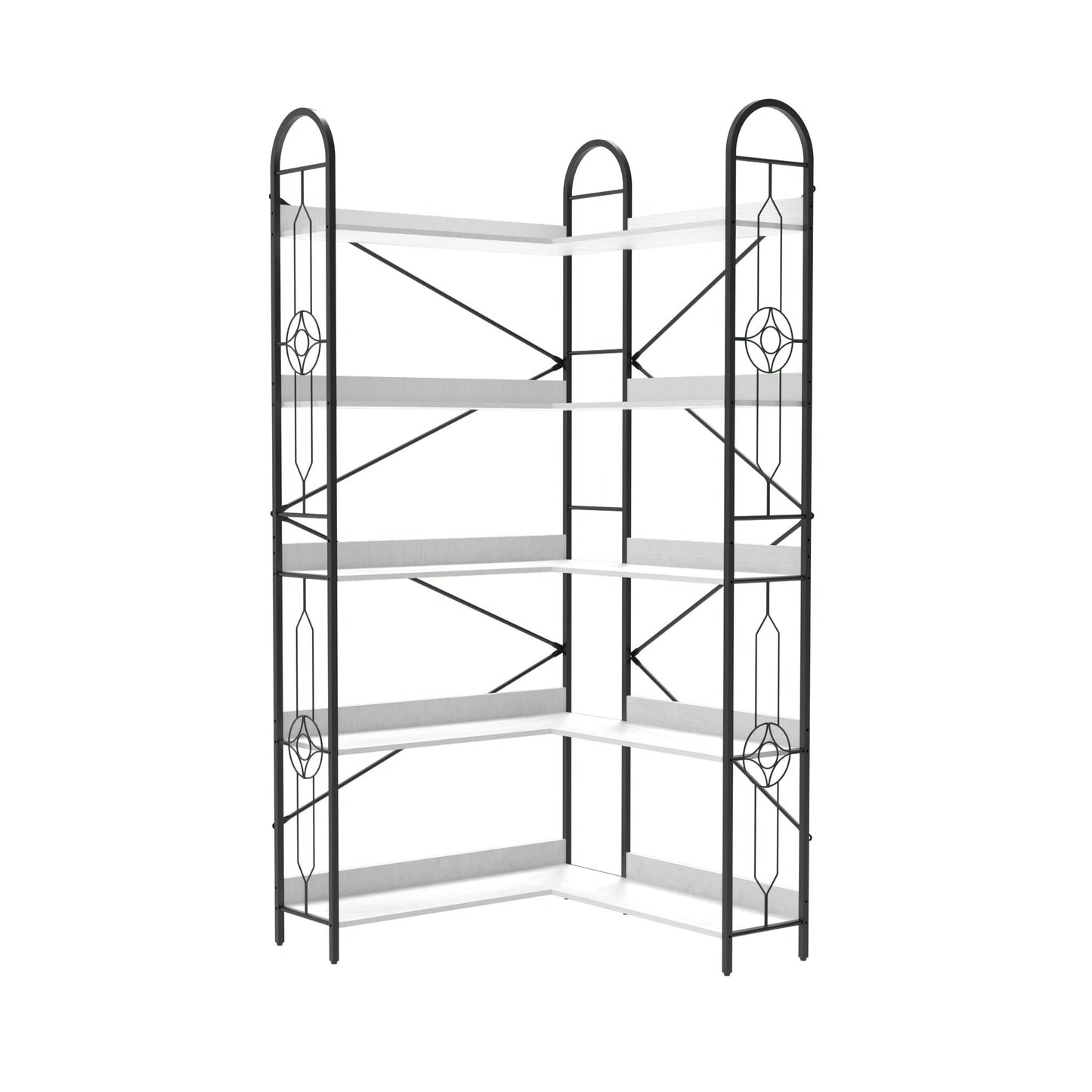 Industrial Style Corner Bookshelf With Thickened Iron Frame