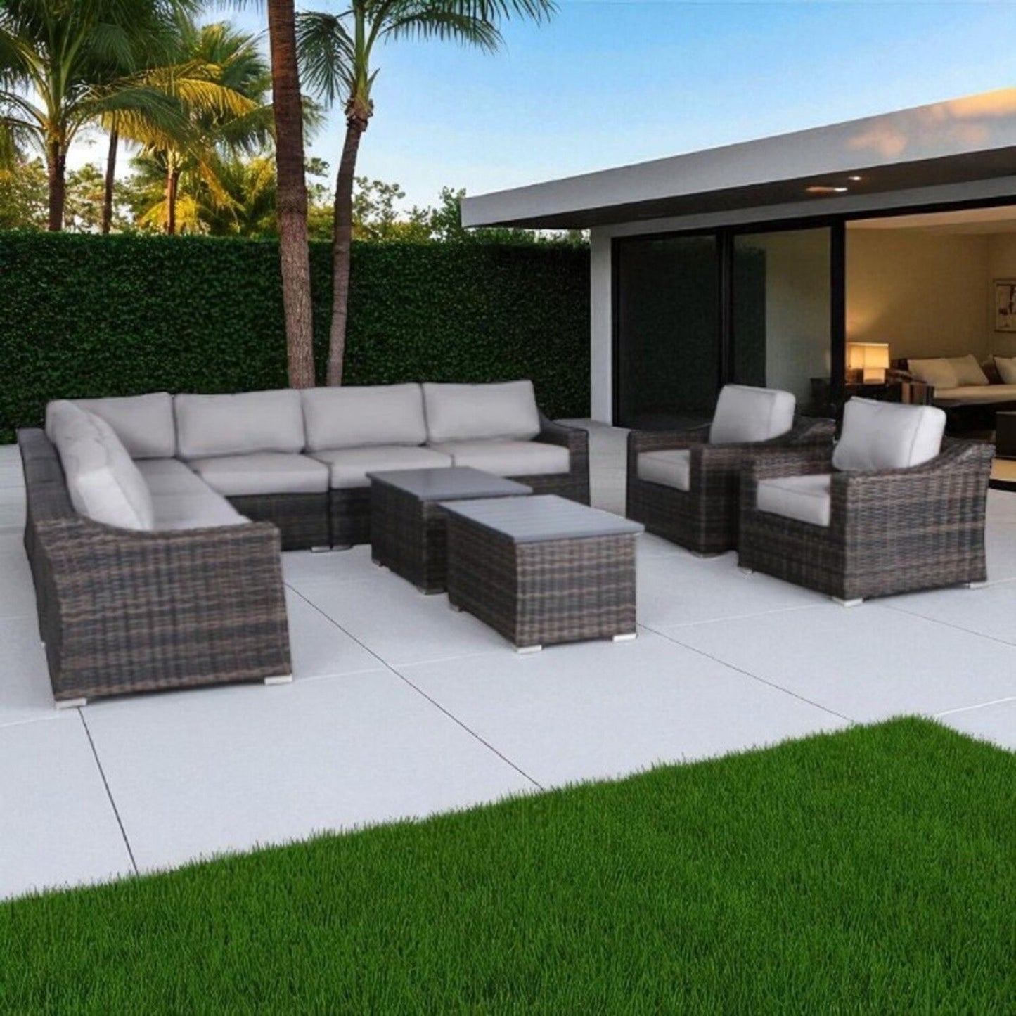 Stylish Sofa Seating Group With Cushions Perfect For Outdoor Gatherings