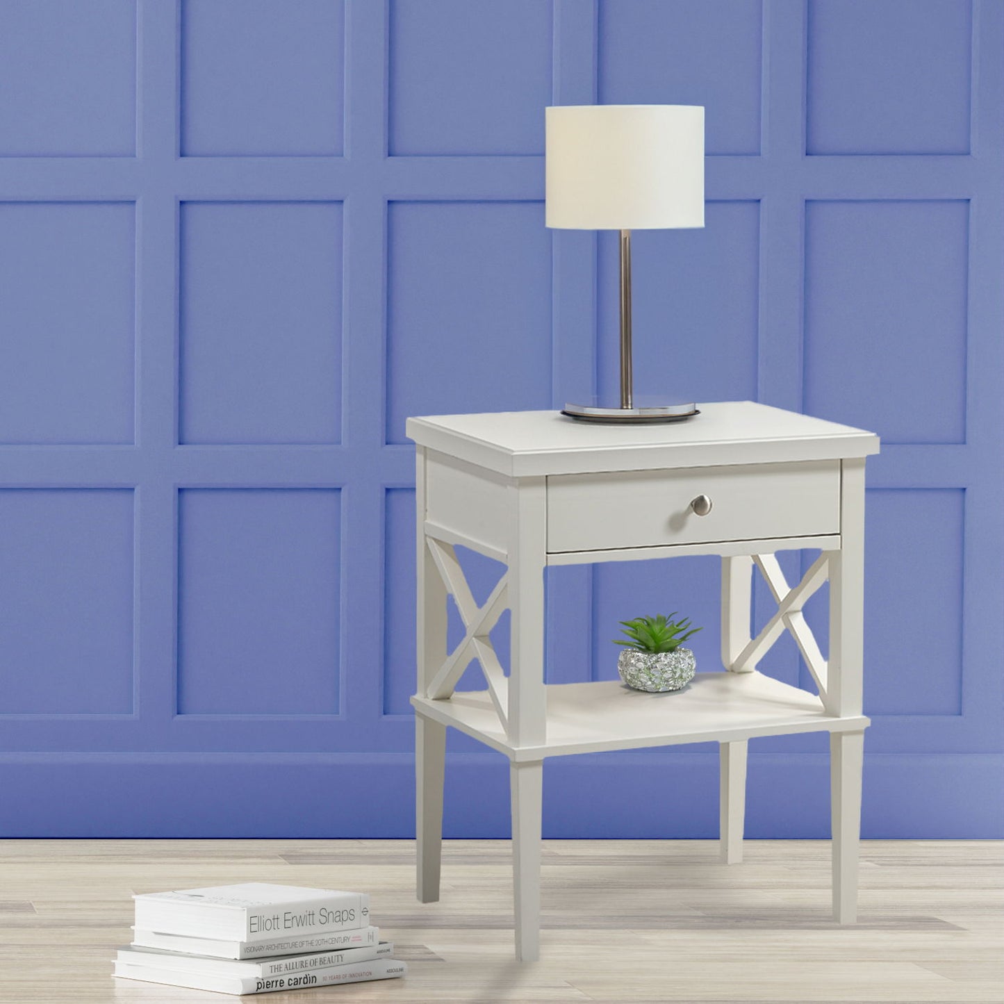 Madison - Nightstand With Open Shelf And Drawer And Decorative Side Panels