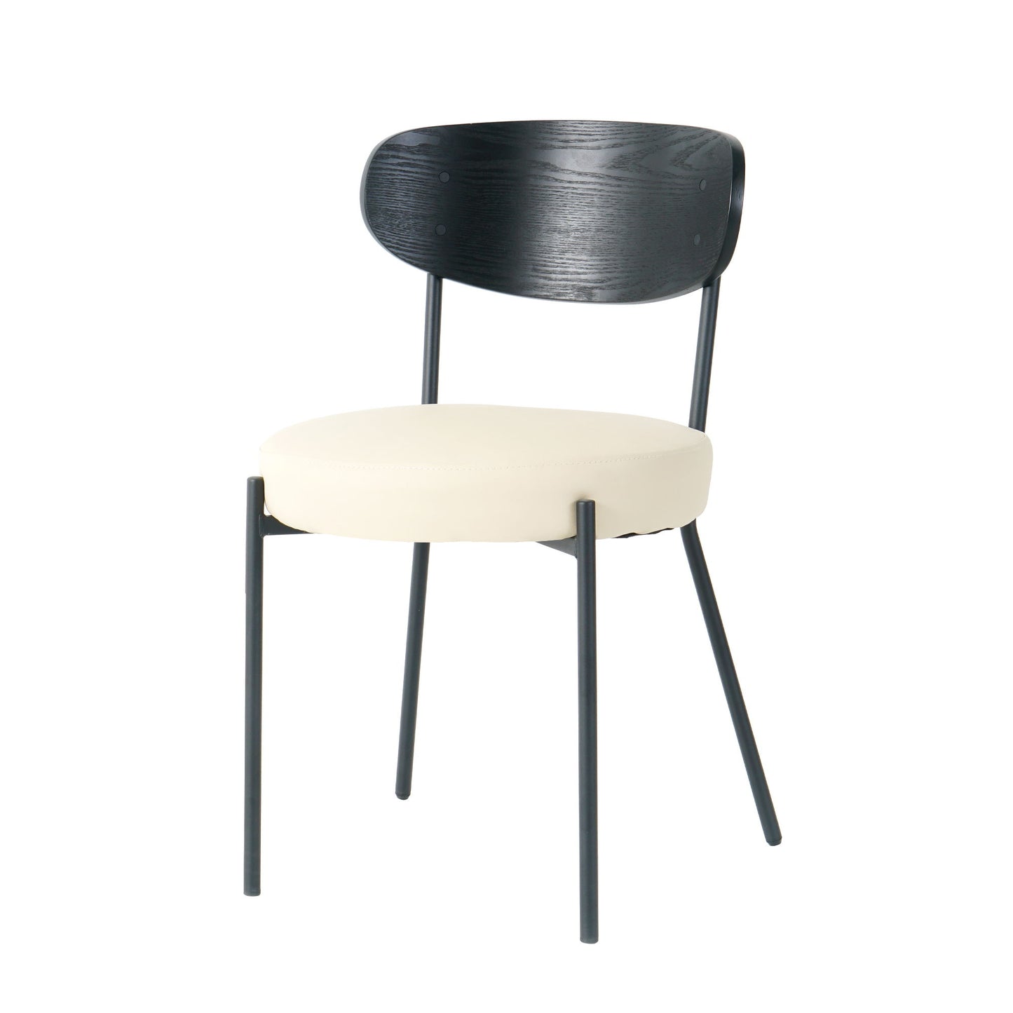 Modern Bentwood Dining Chair, Metal Legs, Ash Veneer Back, (Set of 2) - Cream